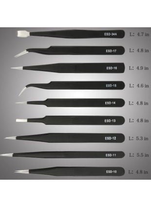 Elektromall 9 Pieces Esd Stainless Tweezers Set  - Image 4