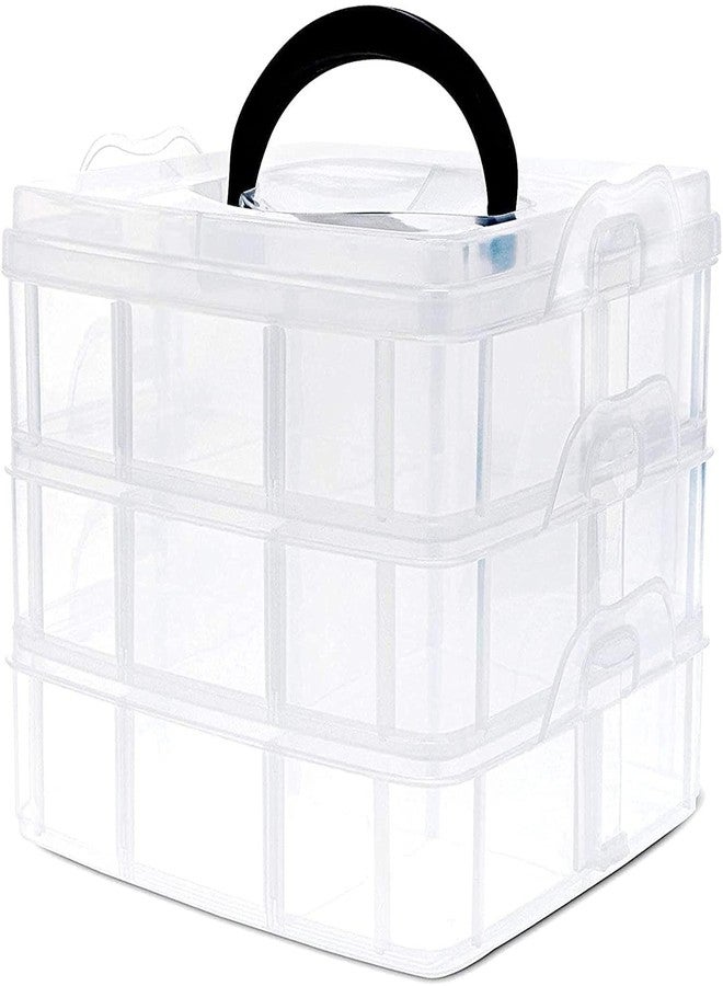 LUCKYMORDEN 3 Layers 18 Grid Plastic Transparent Jewelry/Makeup/Cosmetic Storage Box Portable Jewelry Box Accessories for Earrings Ring (Square Shape) (Multicolor) - Image 1