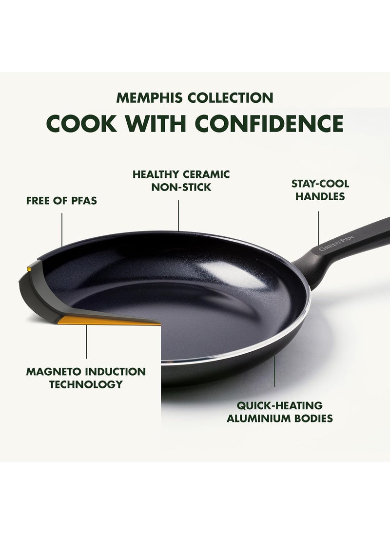 Greenpan - GreenPan Memphis Nonstick Frying Pan Healthy Ceramic, Black (30 CM) - Image 1