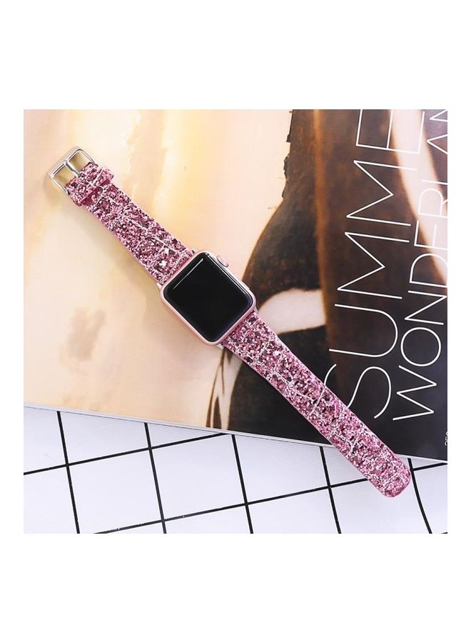 NIBEMINENT Ethnic Replacement Watchband For Apple Watch Series 1/2/3/4/5/6/7/SE 38/40/41mm Pink/Silver - Image 4