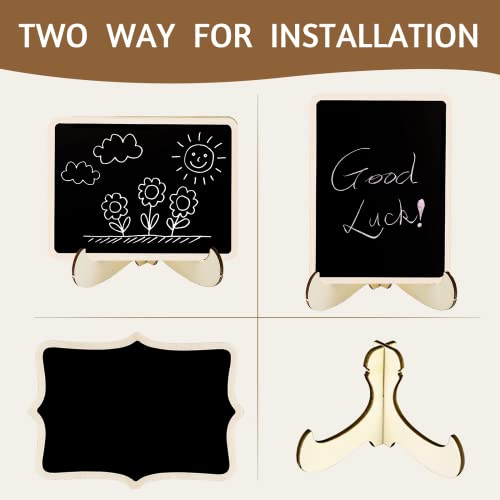JEFURE 12 Pcs Mini Chalkboard Signs, Small Chalkboard Labels with Easel Stand, Wooden Blackboard for Table Numbers, Food Signs, Wedding Signs, Place Cards and Event Decoration, with 1 Liquid Chalk - Image 4