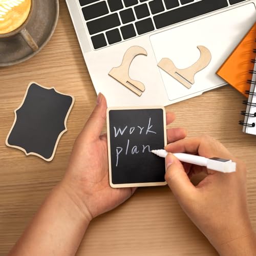 JEFURE 12 Pcs Mini Chalkboard Signs, Small Chalkboard Labels with Easel Stand, Wooden Blackboard for Table Numbers, Food Signs, Wedding Signs, Place Cards and Event Decoration, with 1 Liquid Chalk - Image 5