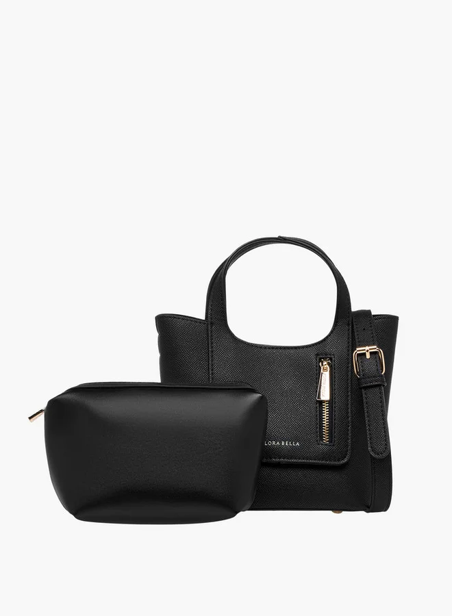 Flora Bella By Shoexpress Solid Tote Bag with Detachable Strap and Pouch