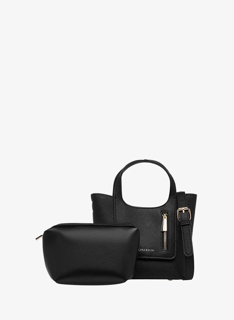 Flora Bella By Shoexpress Solid Tote Bag with Detachable Strap and Pouch