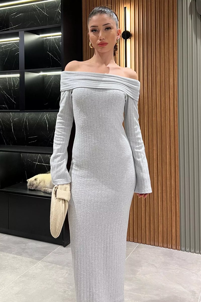 Gülseli Ribbed Off-Shoulder Dress  - Image 1