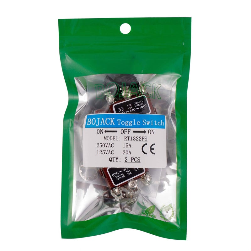 BOJACK RT1322FS Toggle Switch 125V 20A Momentary Automatic Reset Switches 250V 15A DPDT ON -Off- ON 6 Terminal pin Rocker Switch with Metal Waterproof Cap (Pack of 2) - Image 5