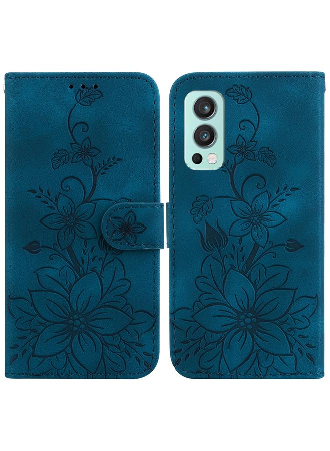 erorex Case For OnePlus Nord 2 5G Lily Embossed Leather Phone Case  - Image 1