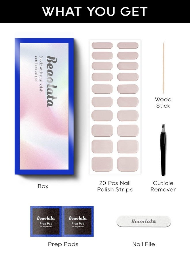 Beaolata Semi Cured Gel Nail Strips - UV Light Gel Nail Stickers - 20 Long Lasting Salon Quality Wraps (Paper White) - Image 4