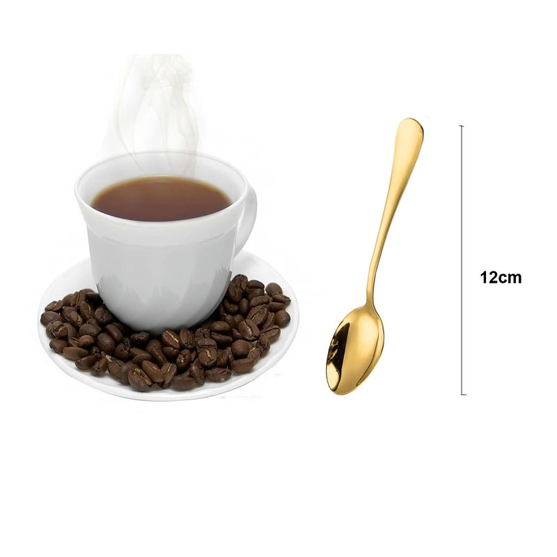 Wesdxc56 Demitasse Espresso Spoons, Mini Coffee Spoon, Stainless Steel Small Spoons for Dessert, Tea,Set of 6 (gold) - Image 2