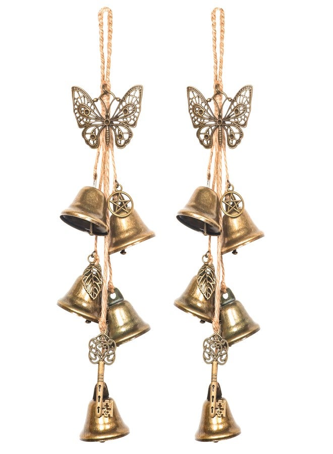 Ausicfen جرسان سحريان لحماية مقبض الباب، جرس سحري معلق على الباب، جرس سحري معلق، أجراس رياح سحرية لحماية المنزل (مجموعة أجراس الفراشة) - Image 1