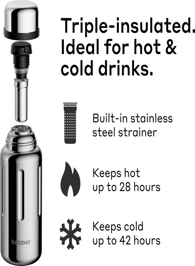 BOBBER 26 oz Vacuum Insulated Stainless Steel Water Bottle with Cup Lid - Dishwasher Safe - Keeps Drinks Hot for 28 Hours - Double Walled Coffee Thermos for Hot Drinks (Glossy) - Image 2