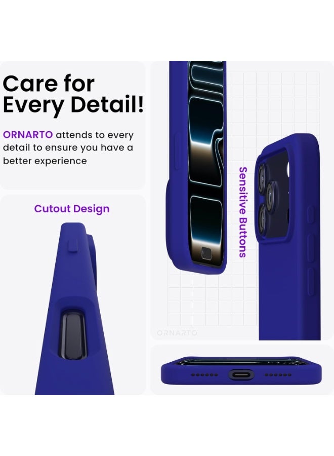 جراب سيليكون سائل لهاتف آيفون 17 برو | غطاء واقٍ ناعم الملمس ومقاوم للصدمات | جراب خلفي مرن من السيليكون مقاوم للخدش يغطي كامل هيكل هاتف آيفون 17 برو مقاس 6.3 بوصة - Image 4