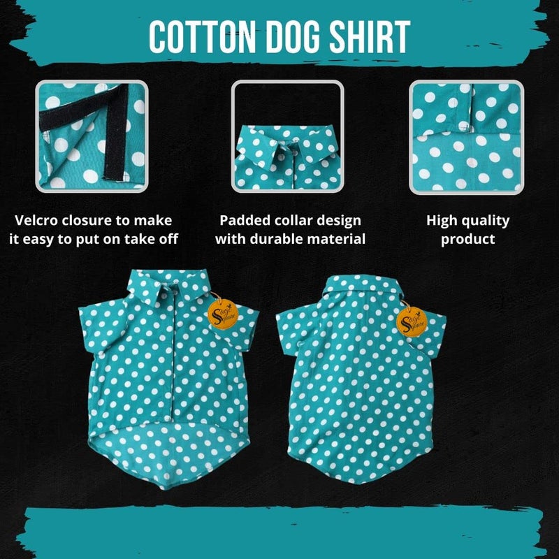 Sage Square Funky Soft Material Dog Shirt | Cool/Funky Print Pet | Soft Light Weight | Comfortable & Breathable Dog Clothing | Trendy Vest Outfit (XLarge - 24 Inches, Polka Sky Blue) - Image 5