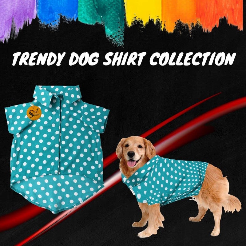 Sage Square Funky Soft Material Dog Shirt | Cool/Funky Print Pet | Soft Light Weight | Comfortable & Breathable Dog Clothing | Trendy Vest Outfit (XLarge - 24 Inches, Polka Sky Blue) - Image 2