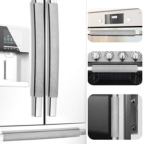 MRKG Refrigerator Door Handle Covers, 6 PCS, Sleek and Form-Fitting, Keep Your Kitchen Appliance Clean from Smudges, Drips, Food Stains, Oil (Grey) - Image 1