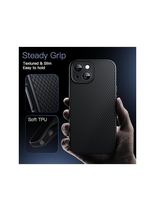جي تيك جراب قبضة لهاتف iPhone 15 مقاس 6.1 بوصة، غطاء حماية رفيع من مادة TPU الناعمة مع حماية كاملة لعدسة الكاميرا، مقاوم للصدمات (أسود) - Image 3