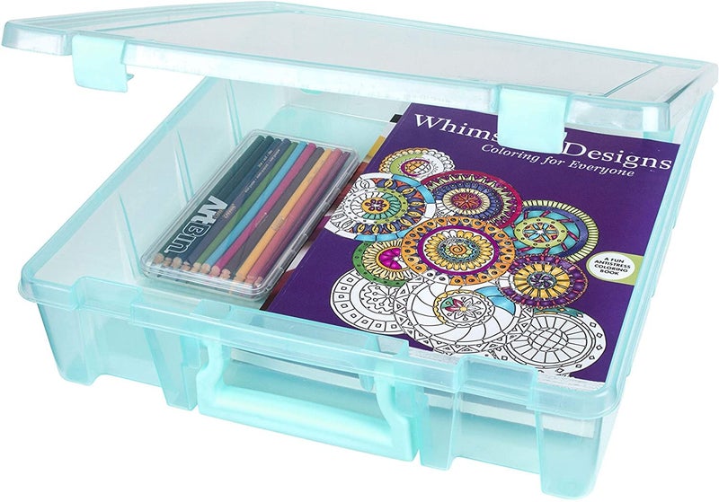 ArtBin 6955AA Super Satchel Compartment Box Clear Craft Organizer Storage Case - Aqua, Pack of 1 - Image 1