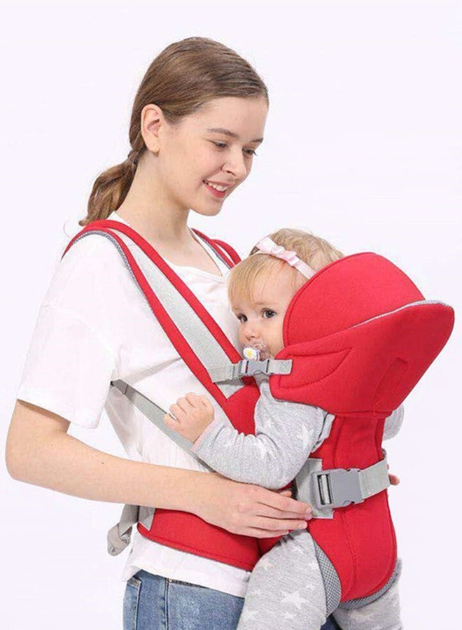Loquat Baby Carrier with Hip Seat, Ergonomic Position, Newborn to Toddler, Head Support and Breathable Mesh,Adjustable Removable 6- in-1 Baby Baby Sling Carrier (7-45 lbs) for Mom Dad, Red  - Image 3
