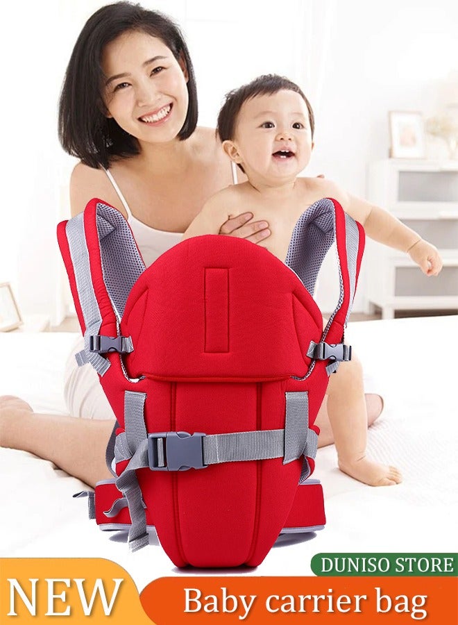 Loquat Baby Carrier with Hip Seat, Ergonomic Position, Newborn to Toddler, Head Support and Breathable Mesh,Adjustable Removable 6- in-1 Baby Baby Sling Carrier (7-45 lbs) for Mom Dad, Red  - Image 1