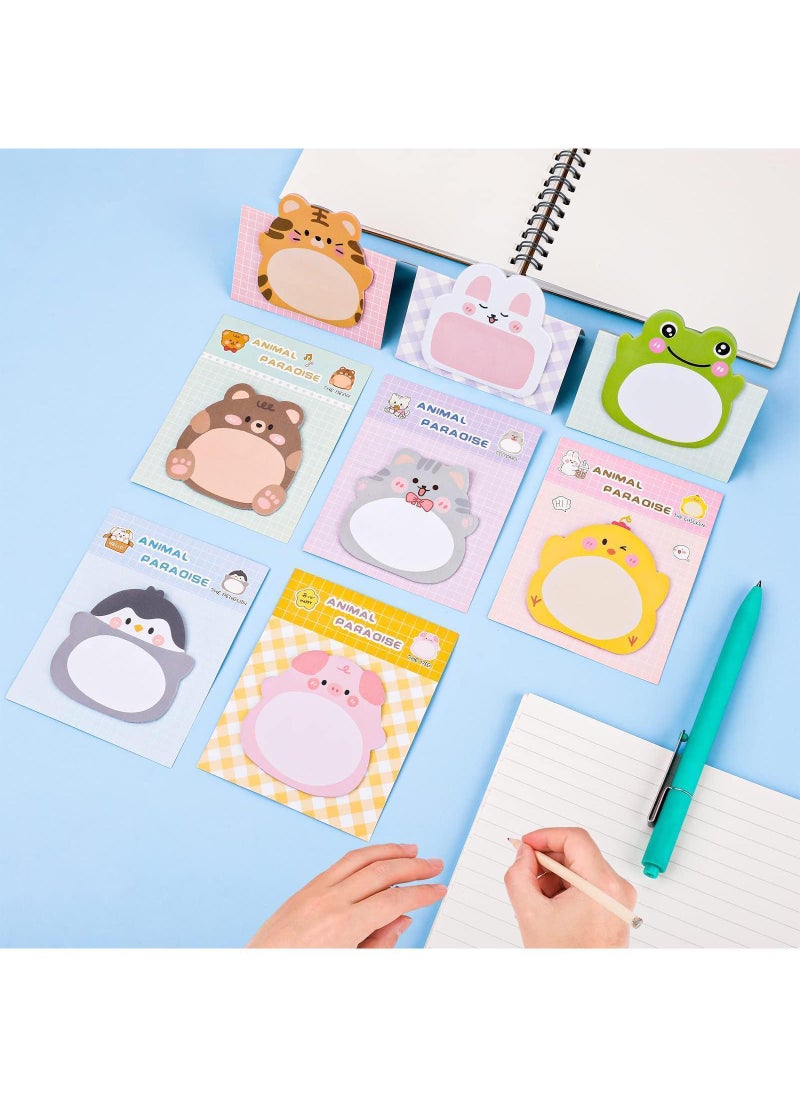 Sweet seven Animal Sticky Notes - 8 Pack, Cute Shapes, Self-Stick Memo Pads with Cartoon Markers, Flags, and Tabs - Ideal for Students, Home, Office, and Roommates - 160 Sheets - Perfect Gift!  - Image 1
