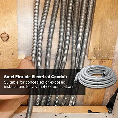 Maxxima 3/4 in. x 25 ft. Galvanized Steel Flexible Electrical Conduit - Greenfield Electrical 25 ft. Roll, Corrosion Resistant, Smooth Interior for Wire Pulling, Durable and Flexible, UL Listed - Image 4