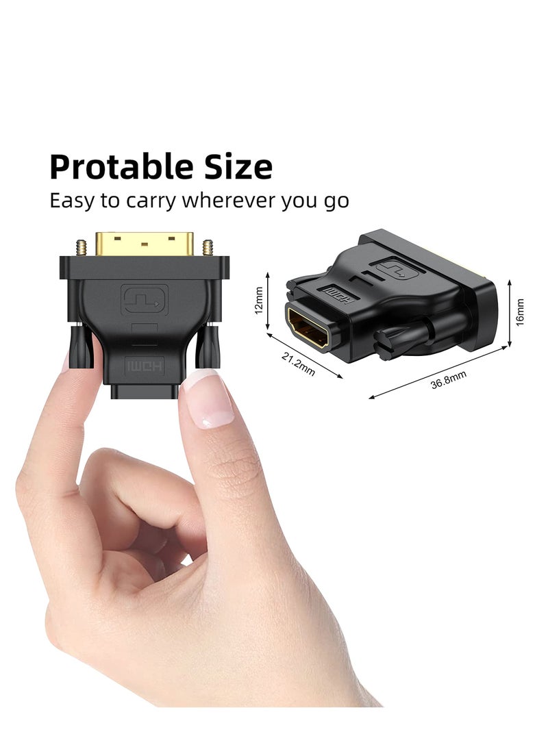 SYOSI DVI to HDMI Adapter 2-Pack Bidirectional Female 24+1 Male with Gold-Plated for Computer Monitor Projector and More Support 3D 4K ARC Ethernet - Image 3