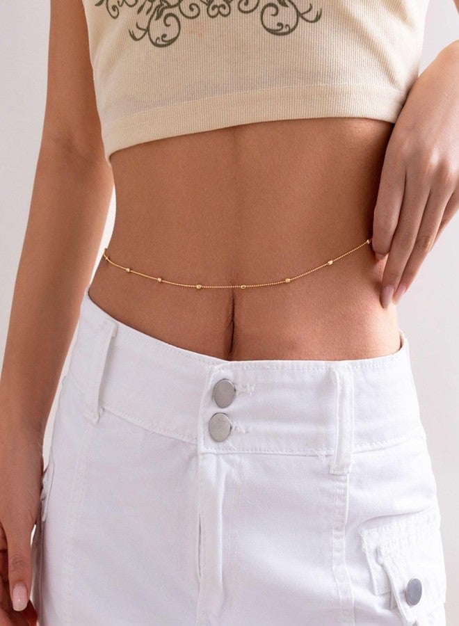Fabme Women's Gold Waist Chain- Stylish Saree Gold Plated Belly Chain Pearl Layered Body Hip Chain for the Waist Ladies Sexy Bikini Jewelry (26-42 In) - Image 2