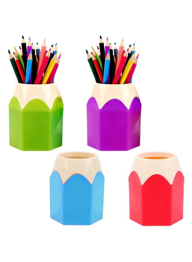 TBoxBo 4 Pieces Pencil Shaped Pen Holders,Pencil Storage Organizer,Cute Desktop Pen Cup,Makeup Brush Container,Pencil Pot,Cartoon Stationery Rack,Creative Stationery Storage,For Office Home Decoration - Image 1