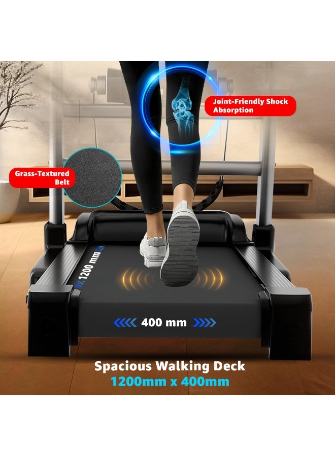 PowerMax Fitness TDM-100M 5HP Motorized Multifunction Treadmill for Home | 130KG Max User | 3-Level Manual Incline | Top Speed 12 kmph | Bluetooth for Fitshow App & MP3 Speaker - Image 5