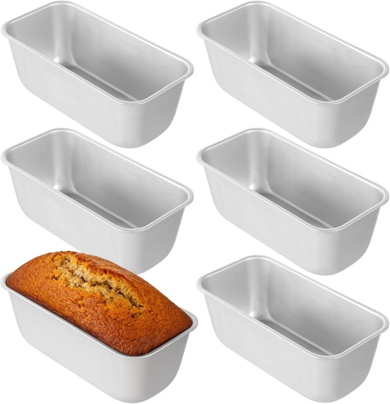 6 Pcs Aluminum Alloy Baking Pans, Bread Loaf Molds For Cakes, Brownies, And Meatloaf, Baking Tools, Dishwasher Safe And Even Heating - Image 1