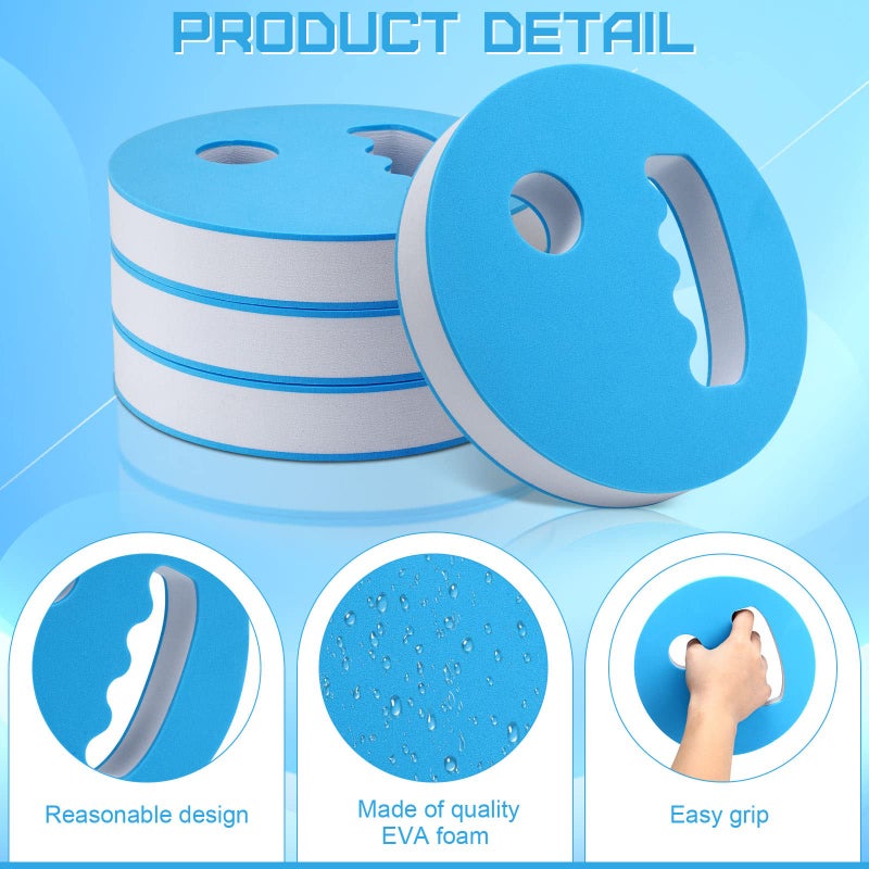 Hungdao 4 Pcs Water Exercise Discs Water Weights for Pool Exercise Set EVA Foam Aerobic Equipment for Adults Hand Held Pool Resistance for Swimming Beginners Arthritis(White and Blue) - Image 3