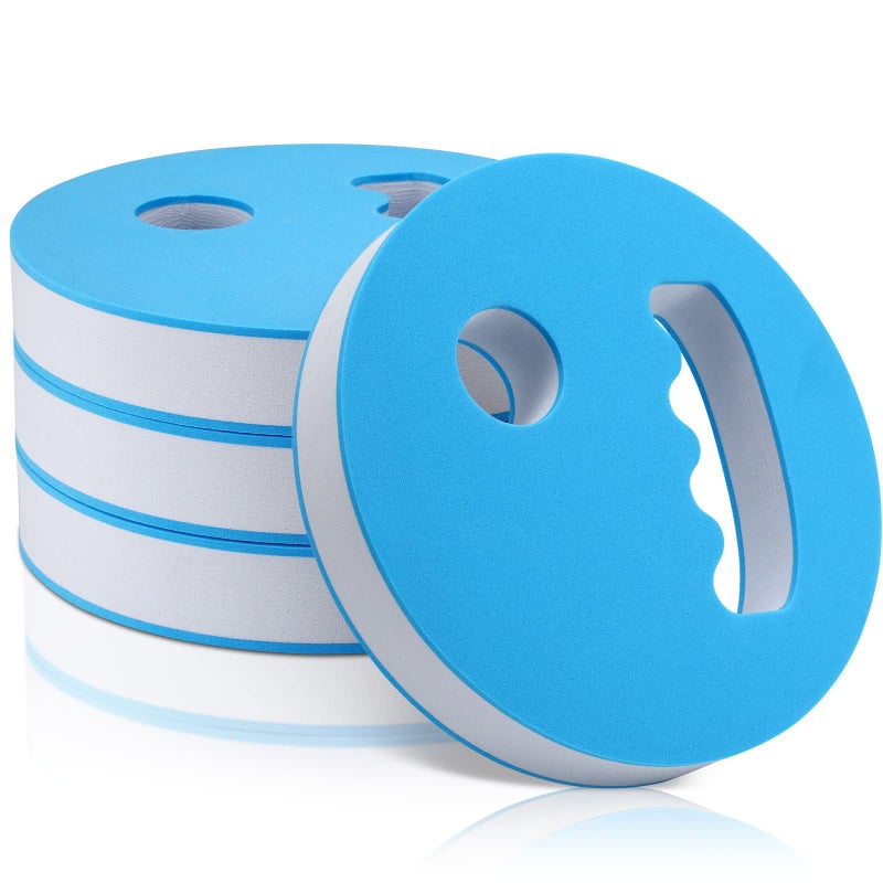 Hungdao 4 Pcs Water Exercise Discs Water Weights for Pool Exercise Set EVA Foam Aerobic Equipment for Adults Hand Held Pool Resistance for Swimming Beginners Arthritis(White and Blue) - Image 1