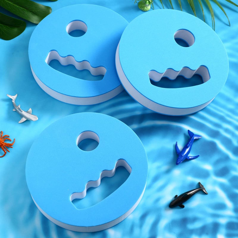 Hungdao 4 Pcs Water Exercise Discs Water Weights for Pool Exercise Set EVA Foam Aerobic Equipment for Adults Hand Held Pool Resistance for Swimming Beginners Arthritis(White and Blue) - Image 4