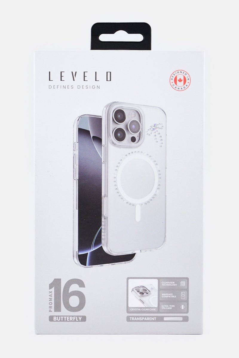 LEVELO iPhone 16 Pro Max Butterfly Magsafe Protective Case, Transparent - Image 2