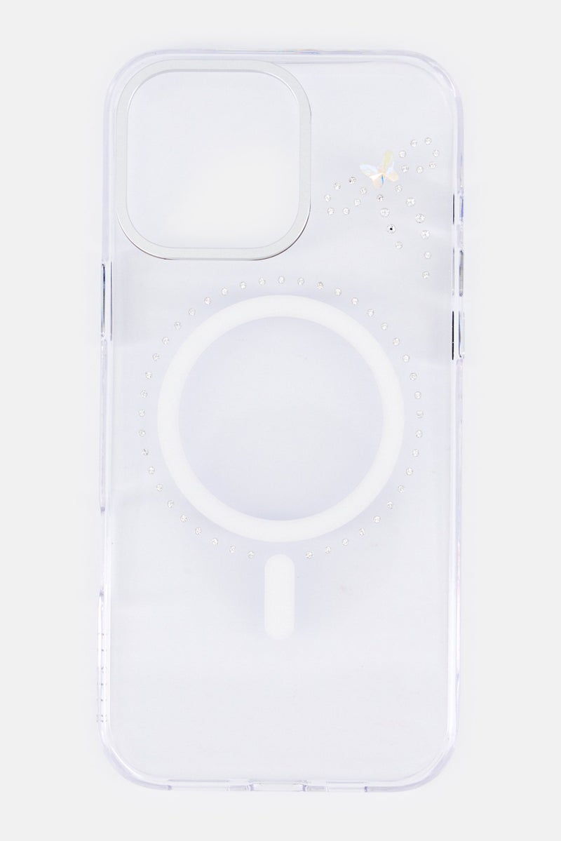 LEVELO iPhone 16 Pro Max Butterfly Magsafe Protective Case, Transparent - Image 1