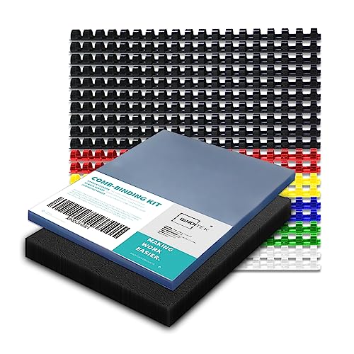 Binditek 120 Pack Binding Covers and Combs kit, Includes 50 Pcs 8mil Clear PVC, 20 Pcs 1/2" Binding Combs, 50 Black Paper Covers, for Letter Size - Image 1