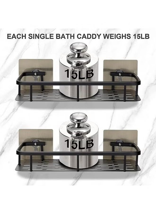 Beauenty 2-Piece No Drilling Stainless Steel Bathroom Shower Shelf Floating Shelves - Image 2