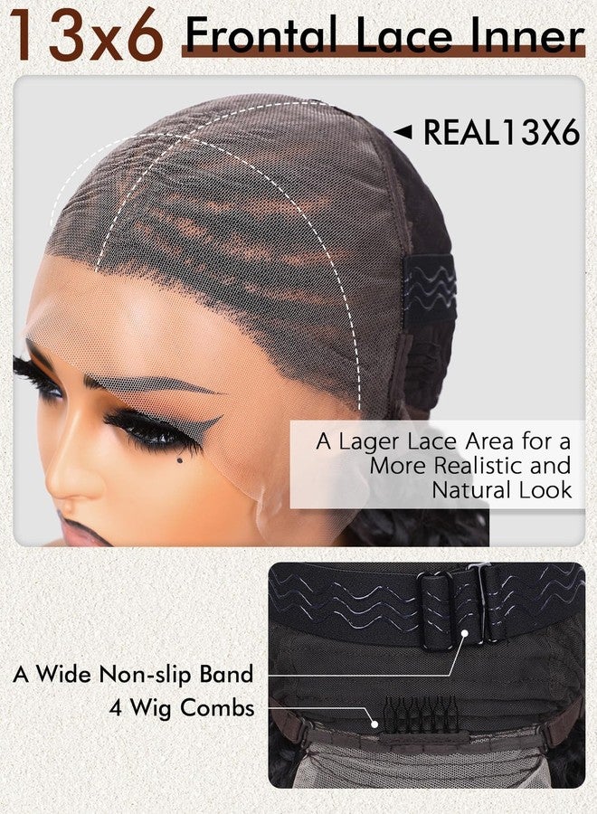 Lady Miranda 22 Inch Cornrow Wig 13x6 HD Lace Braided Wigs for Black Women Handmade 15 Strands Pre Braids Synthetic Braided Wig with Curly Hair (NB, 22 Inch) - Image 4