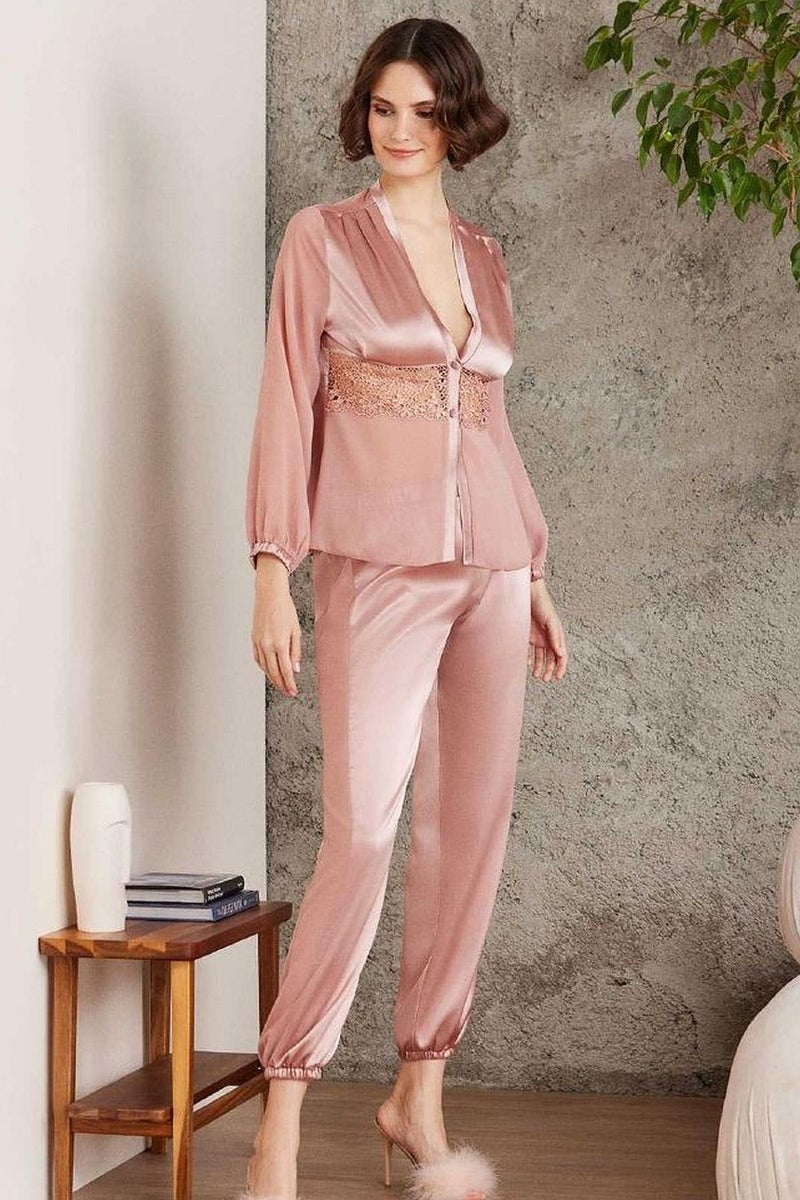 pierre cardin 6005 Women's Satin Lace 6-Piece Dowry Set-Brandy  - Image 2