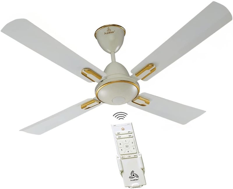 Jupiter Air-Ryder 4 Blades BLDC Motor 1050 mm | Energy Efficient 5 Star Energy Saver | High Speed Decorative Ceiling Fan Remote Controlled | Royal Ivory - Image 1