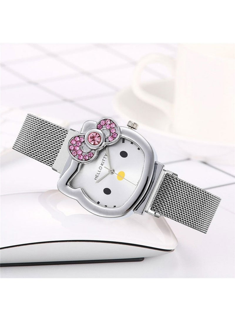 هالو كيتي 3pcs مرحبا كيتي ساعات، الماس مضغوط قوس المرأة ساعة كرتون مغناطيس ساعة - Image 3