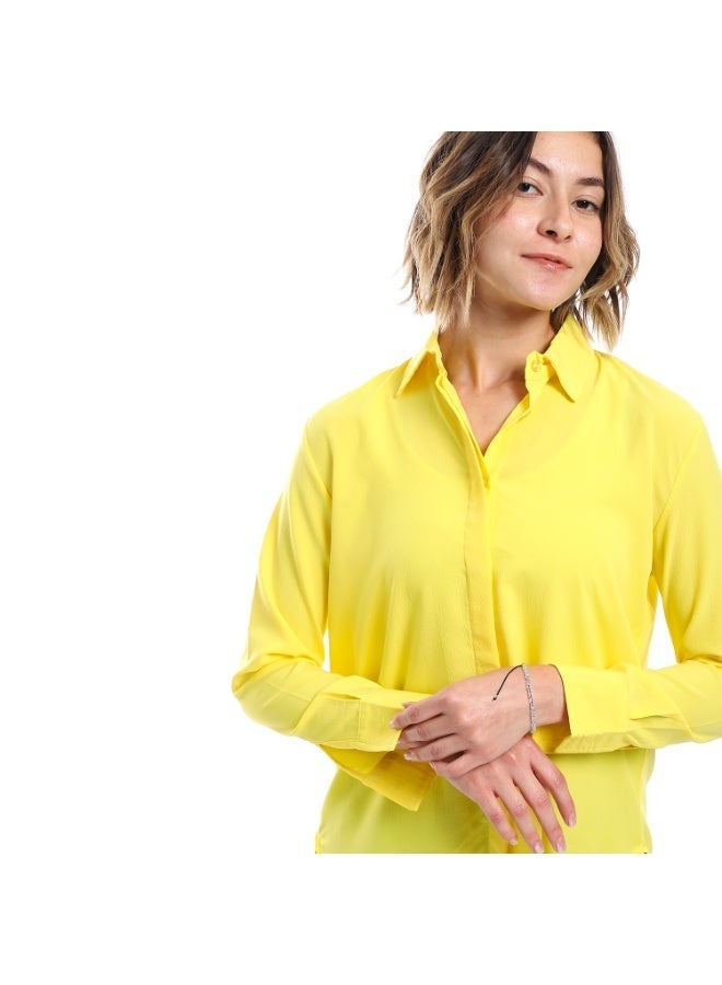 Andora قميص سادة بأزرار مخفية _ أصفر - Image 5