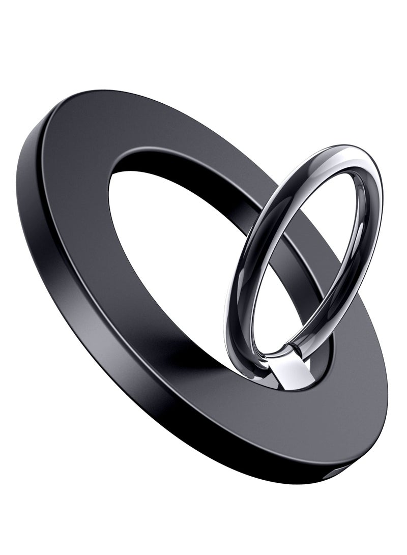 Excefore Magnetic Phone Ring Holder For MagSafe, Magnetic Finger Phone Ring Grip Stand, Adjustable Kickstand, Compatible With iPhone 15 14 13 12, Pro, Pro Max, Plus, Mini, Black - Image 1