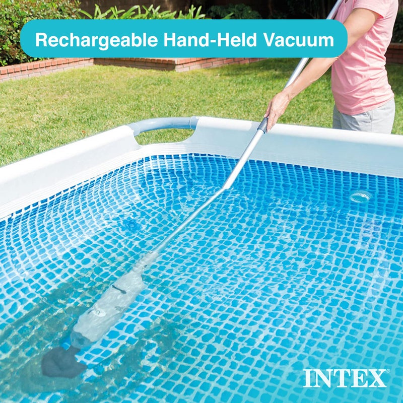 Intex Handheld Pool Vacuum Cleaner Rechargeable 94 Inch Telescoping Shaft and 2 Interchangeable Brush Heads for Above Ground Swimming Pool and Spa - Image 2