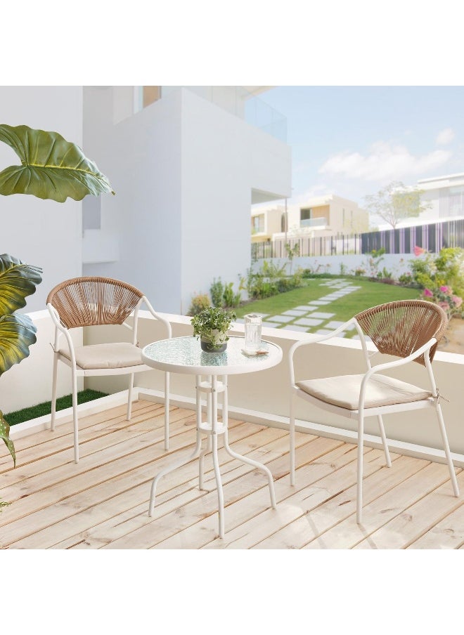 Pan Home Carloz Bistro Set 1+2 - Beige & Light Brown  - Image 5