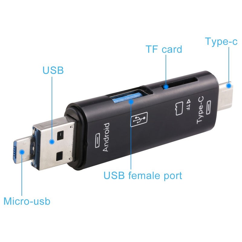D-188 3 in 1 TF USB2.0 to USB MiCro USB Type-C OTG Card Reader - Image 5