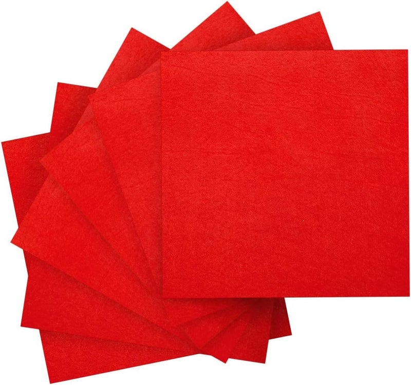 Curious Button Red Felt Sheets, 42pcs 4"x4" (10 cm x 10 cm), Pre-Cut for Crafts, Fabric for Sewing, Patchwork Squares - Image 1