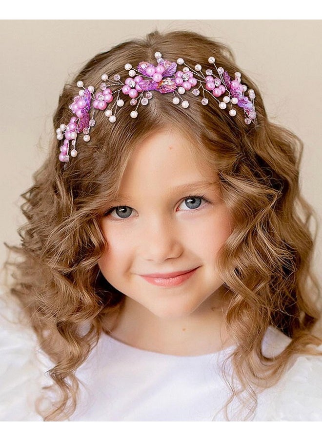 Flower Girls Headpiece Purple Girls Hair Piece Pearl Princess Wedding Hair Accessory Crystal Birthday Headband For Women And Girls - pzsku/Z51B48DB945BC274CC585Z/45/_/1735566726/6f00cb36-e49e-486f-874d-493c8654a886