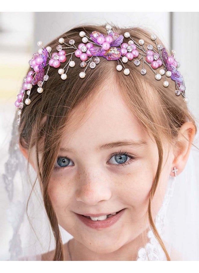 Flower Girls Headpiece Purple Girls Hair Piece Pearl Princess Wedding Hair Accessory Crystal Birthday Headband For Women And Girls - pzsku/Z51B48DB945BC274CC585Z/45/_/1735566728/5785a5bd-f518-4032-92f3-90ea54cf0a2d