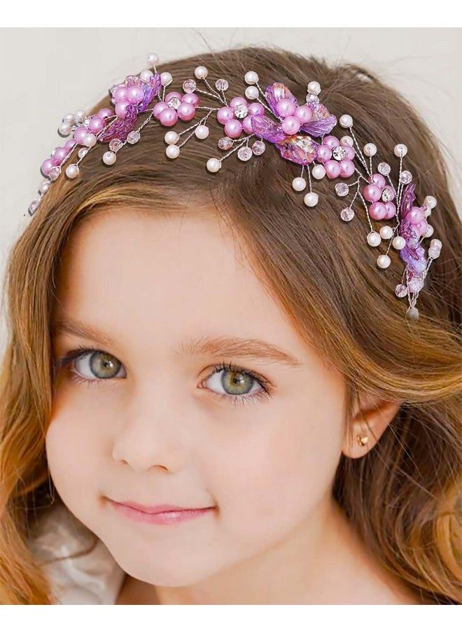 Flower Girls Headpiece Purple Girls Hair Piece Pearl Princess Wedding Hair Accessory Crystal Birthday Headband For Women And Girls - pzsku/Z51B48DB945BC274CC585Z/45/_/1735566731/90709595-4c06-4944-85cd-78d3ced635a0